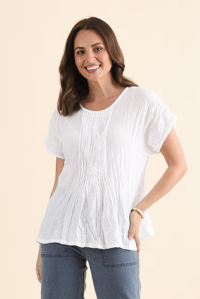 Beck White Crinkle Cotton Top