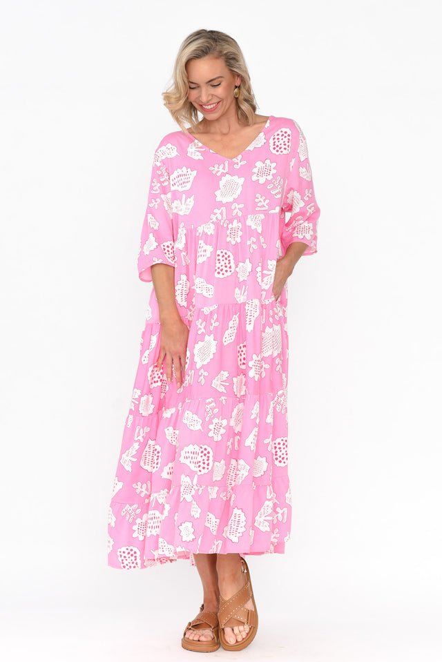Becker Candy Pink Abstract Maxi Dress