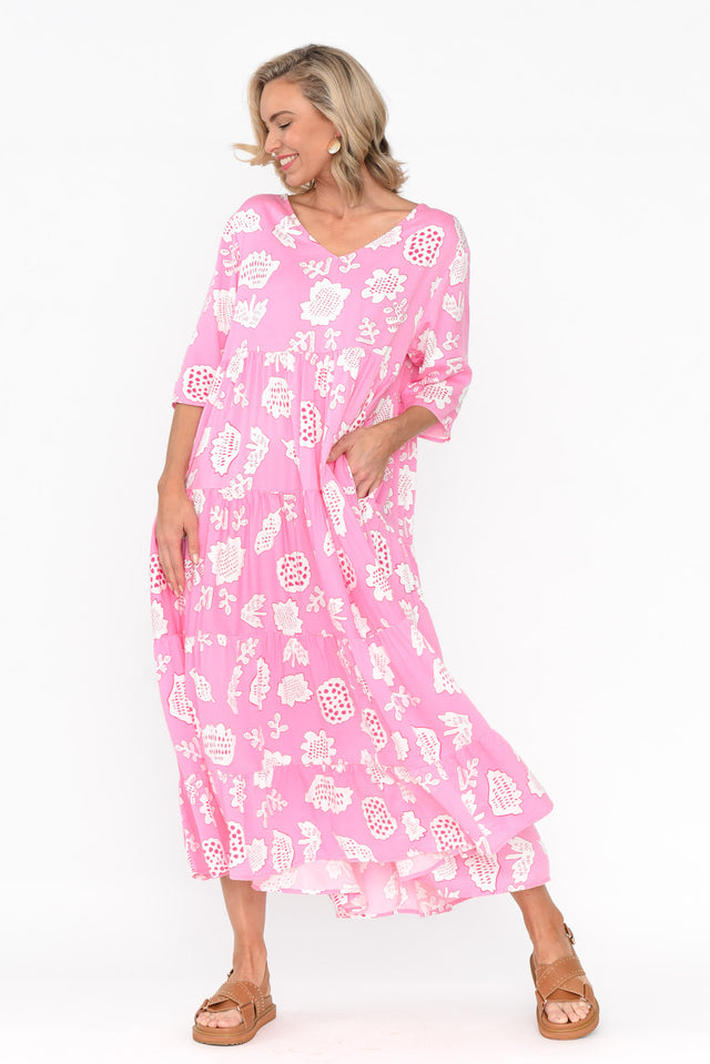 Becker Candy Pink Abstract Maxi Dress