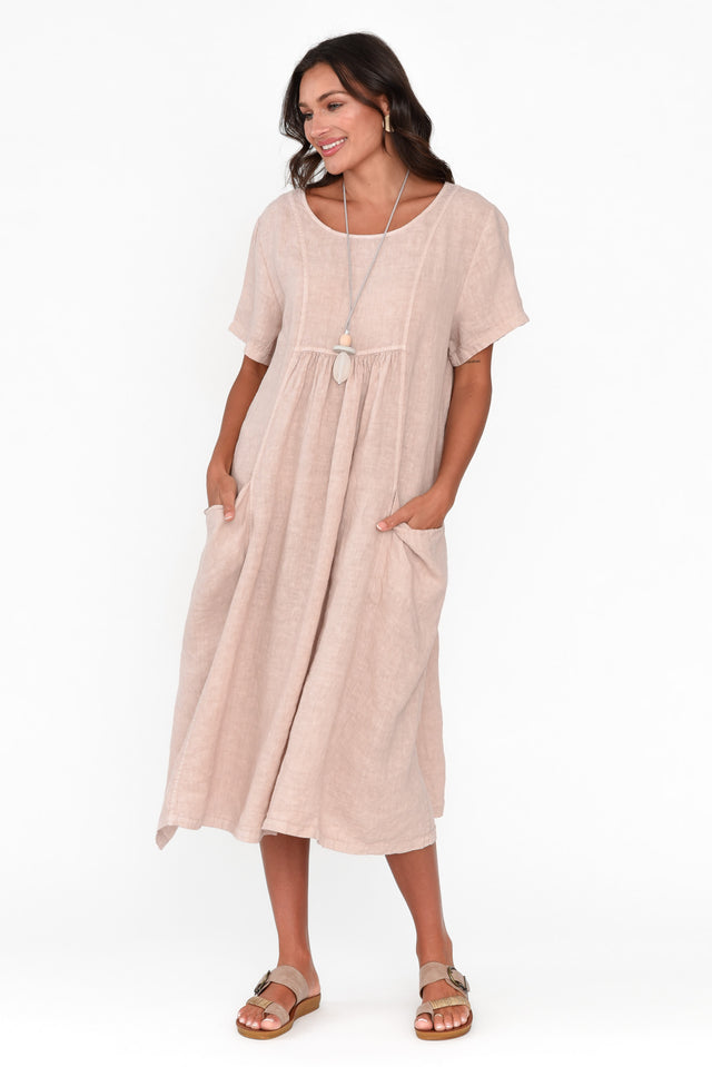 Beckett Blush Linen Pocket Dress