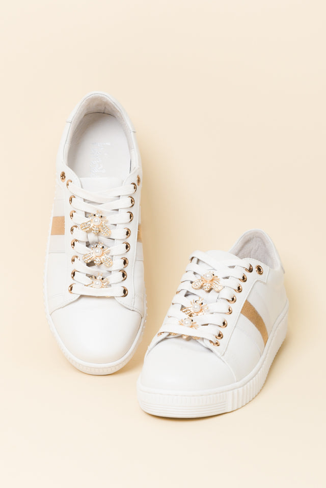 Bee White Stripe Leather Sneaker