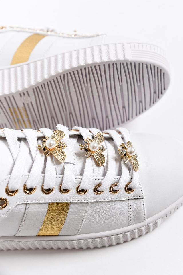 Bee White Stripe Leather Sneaker