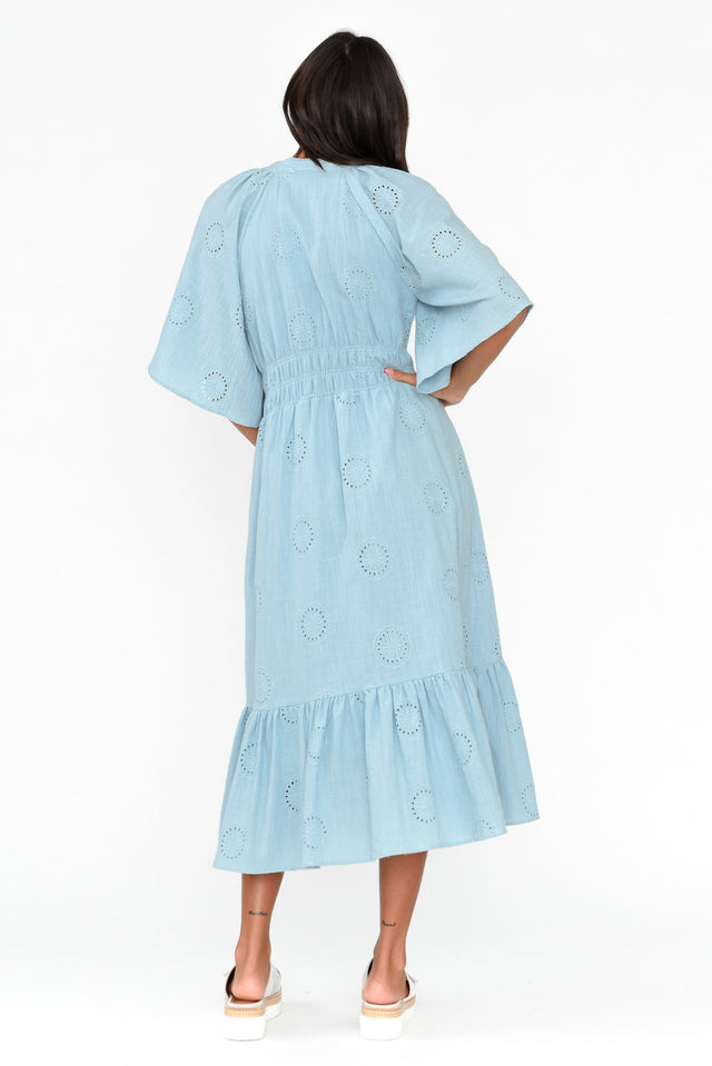 Bella Blue Cotton Embroidered Dress