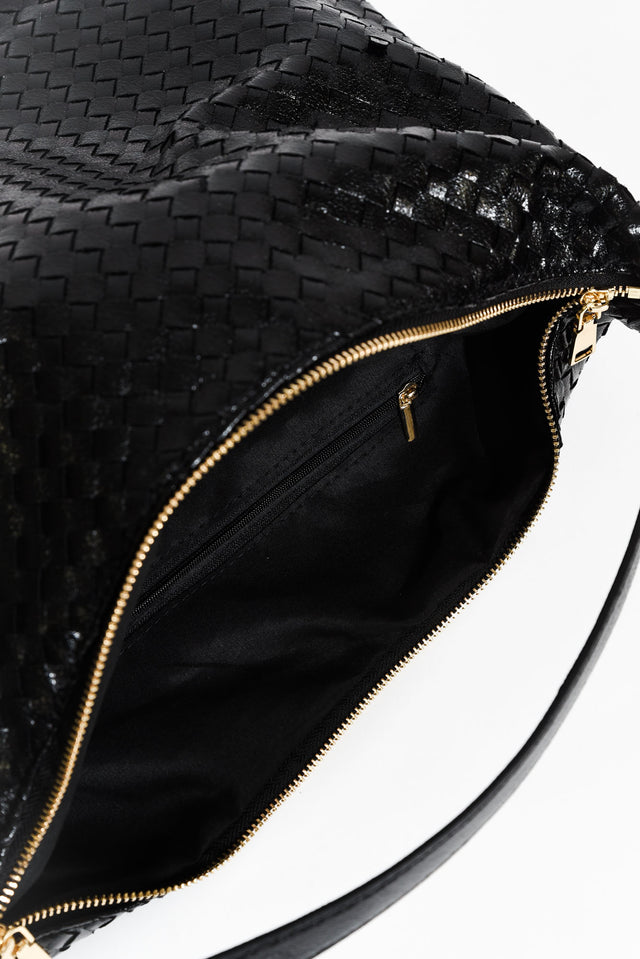 Benita Black Weave Slouch Handbag image 3