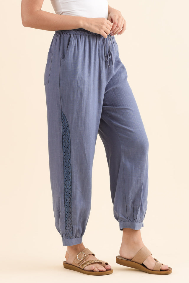 Beretta Steel Lace Linen Blend Pants,Side,Brunette model,alt text|model:MJ image 5