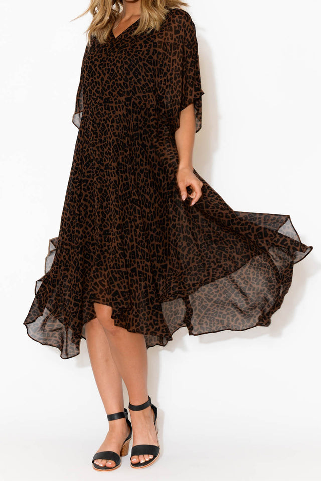 Beside You Brown Animal Dress