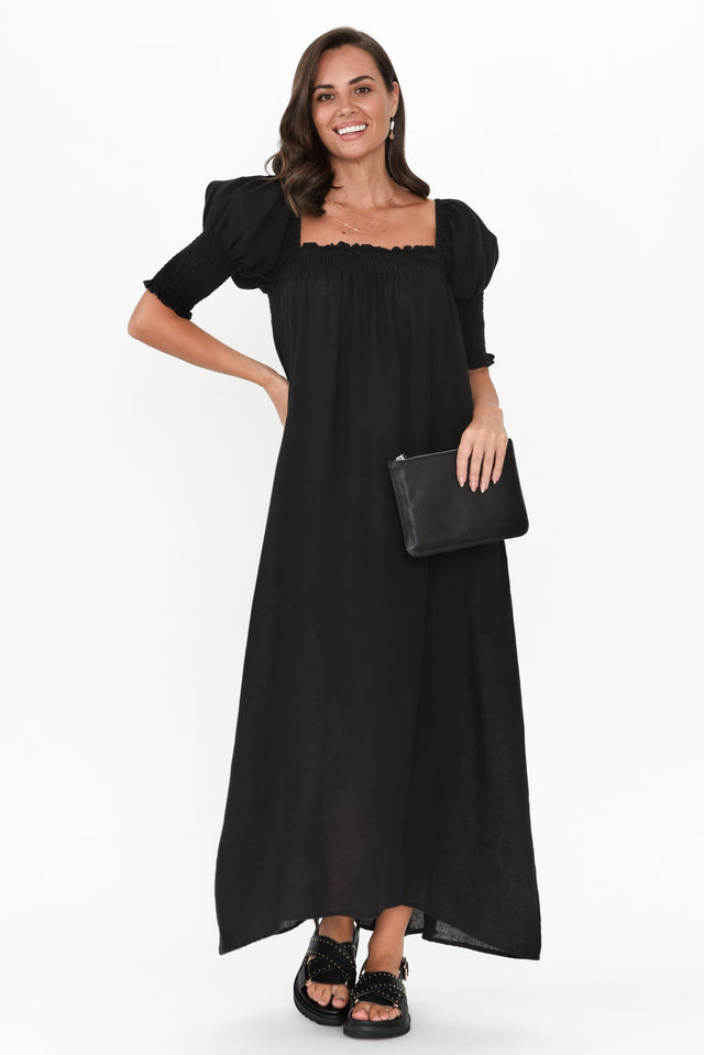 Bethania Black Linen Dress