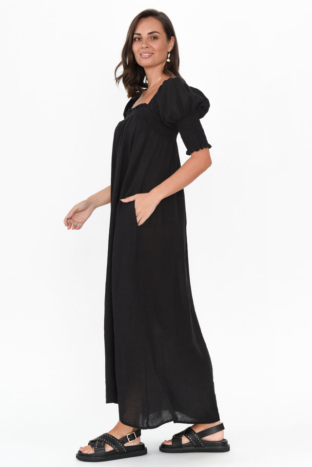 Bethania Black Linen Dress