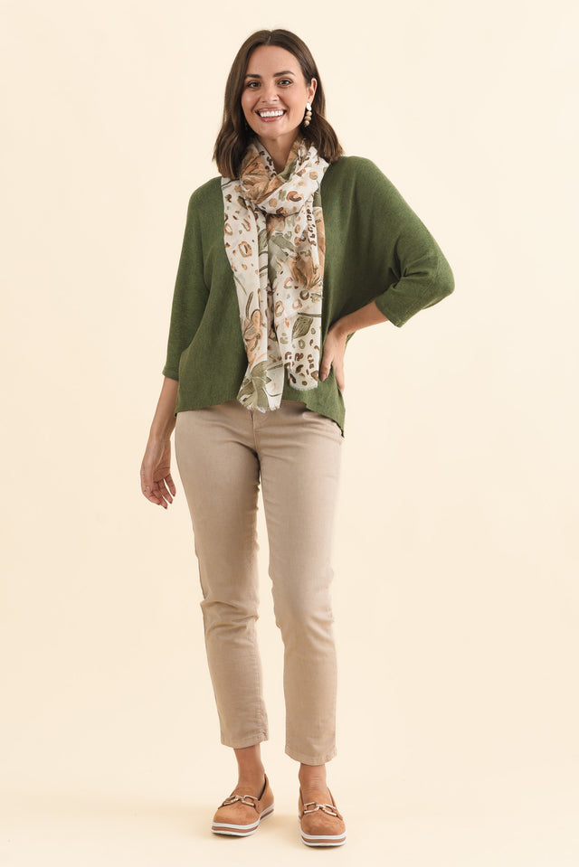 Bianca Green Scoop Neck Knit Top,Brunette model,alt text|model:MJ image 3