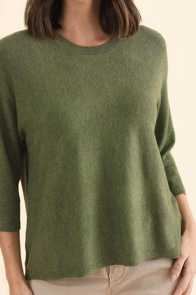 Bianca Green Scoop Neck Knit Top,Brunette model,alt text|model:MJ image 6