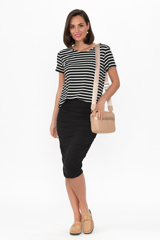 Black Bamboo Ruched Skirt