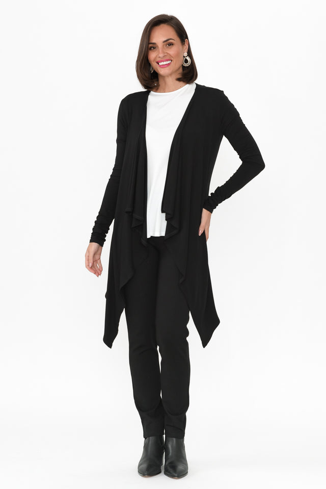 Black Bamboo Waterfall Cardigan