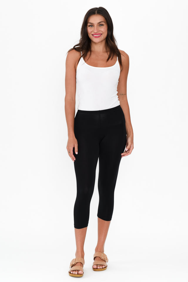 Black Micro Modal 3/4 Leggings image 7