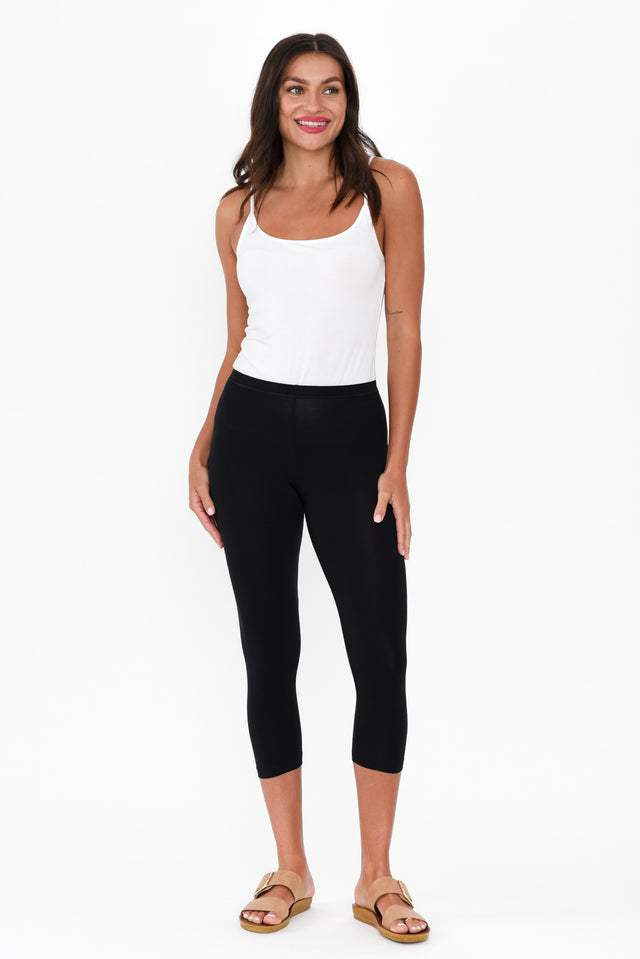 Black Micro Modal 3/4 Leggings image 3