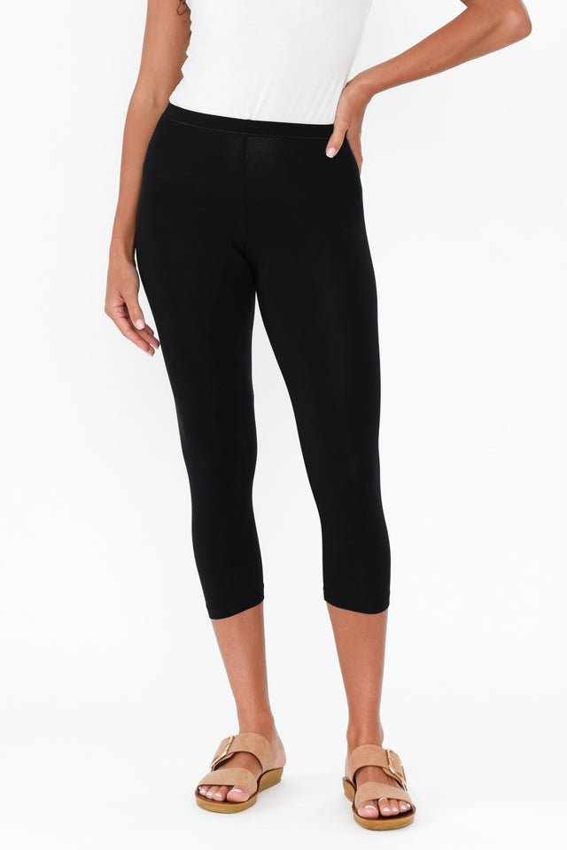 Black Micro Modal 3/4 Leggings image 1