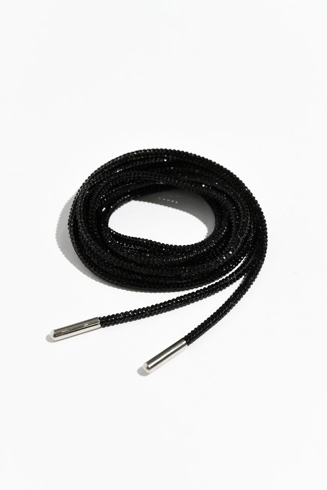 Bling Black Diamonte Shoe Laces