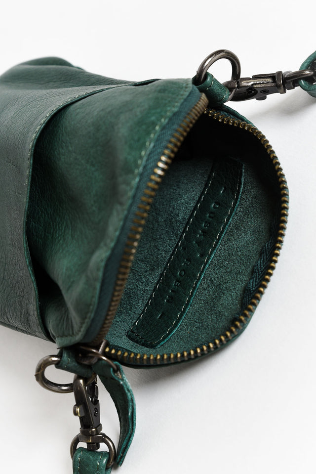 Bobbi Dark Green Leather Crossbody Bag