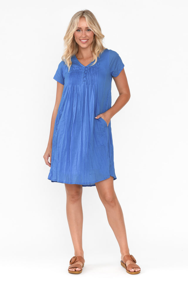 Bobbie Blue Crinkle Cotton Dress