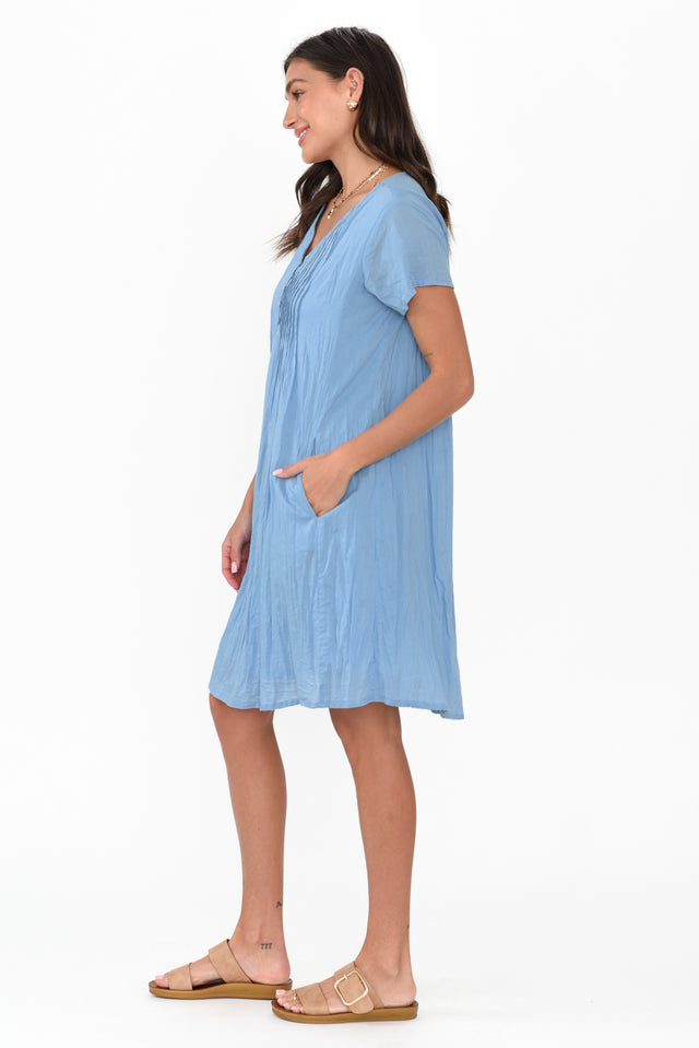 Bobbie Light Blue Crinkle Cotton Dress