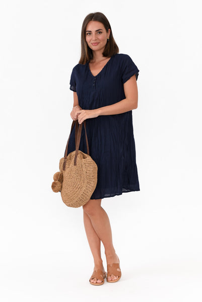 Sabina Blush Crinkle Cotton Dress
