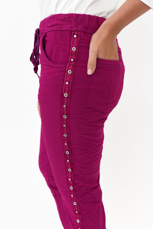 Top-Innovation Bolton Fuchsia Embellished Blue Bungalow - Pants Stretch