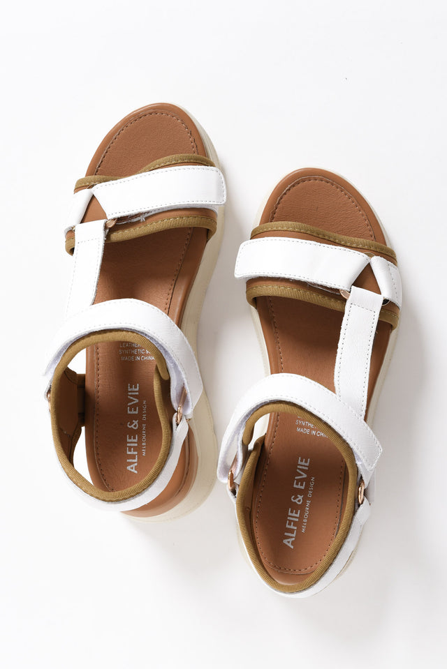 Bolton White Leather Velcro Sandal