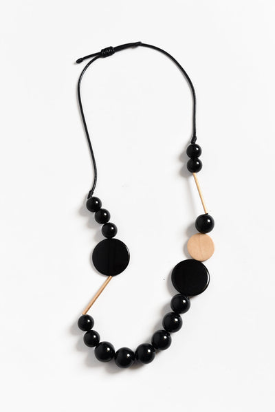 Bondi Black Circle Wood Necklace