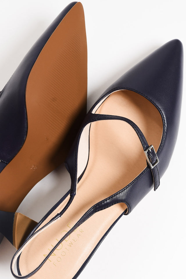 Borocay Navy Leather Slingback Heel