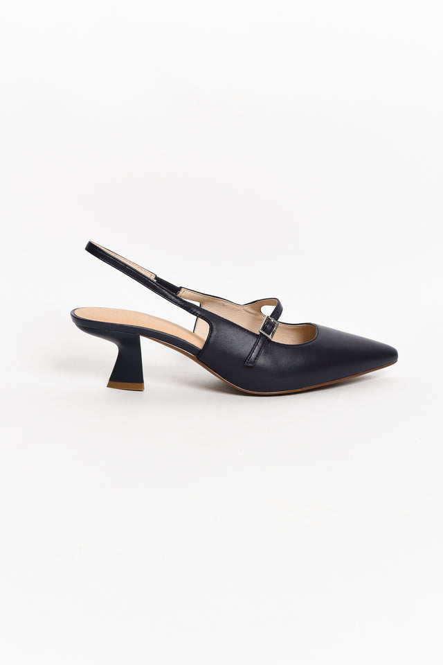 Borocay Navy Leather Slingback Heel