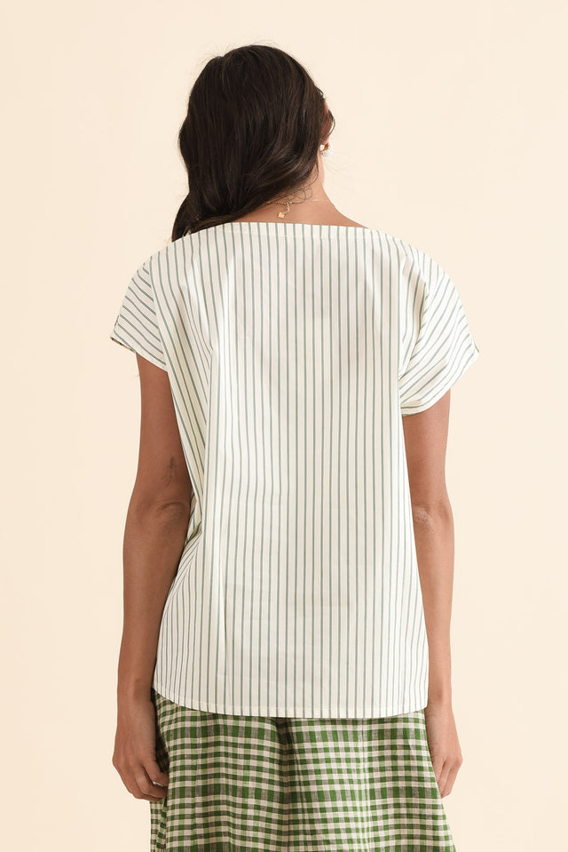 Botanica Green Garden Cotton Top,Back,Brunette model,alt text|model:Brontie image 4