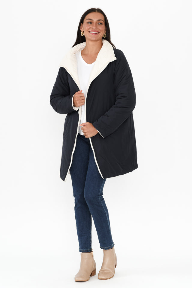 Bowral Ivory Reversible Puffer Jacket,Brunette model,alt text|model:Brontie image 9