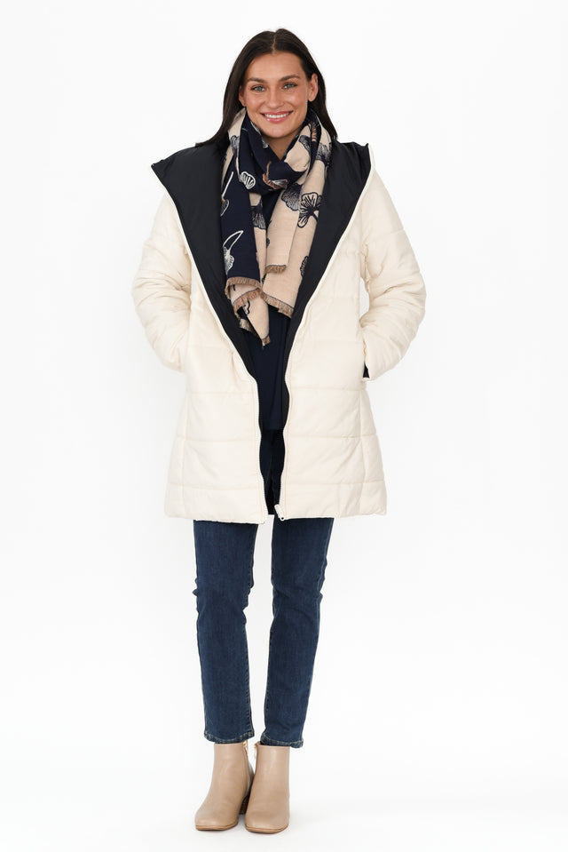 Bowral Ivory Reversible Puffer Jacket,Brunette model,alt text|model:Brontie image 6