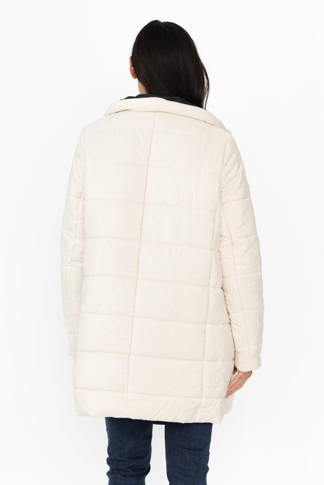 Bowral Ivory Reversible Puffer Jacket,Brunette model,alt text|model:Brontie image 5