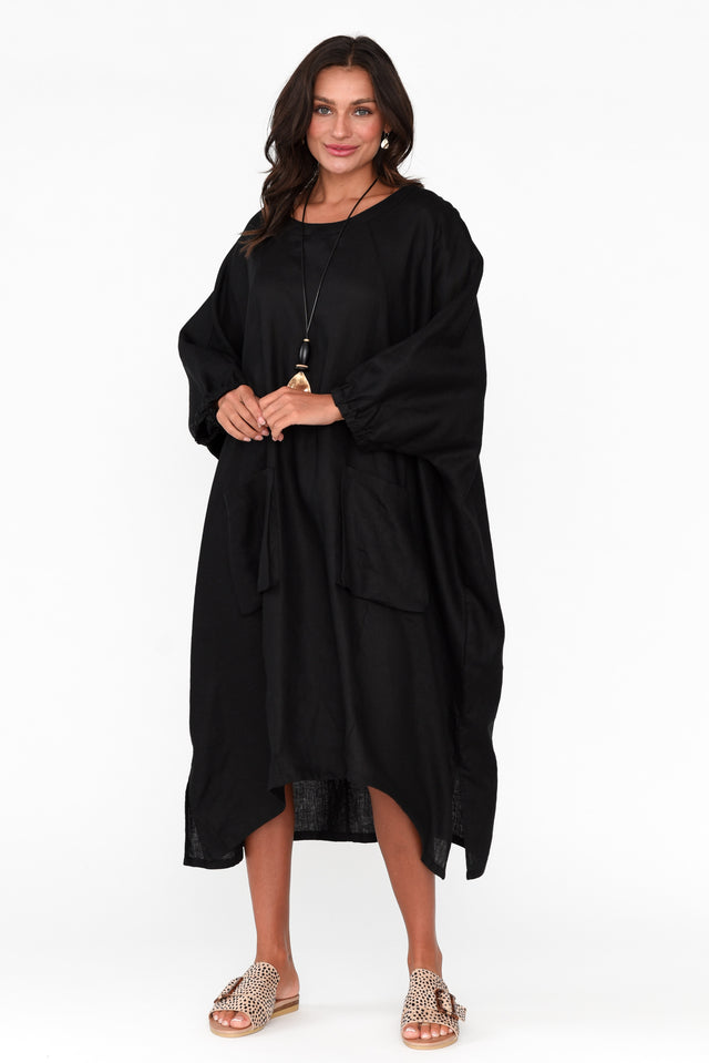 Bradshaw Black Linen Pocket Dress image 4