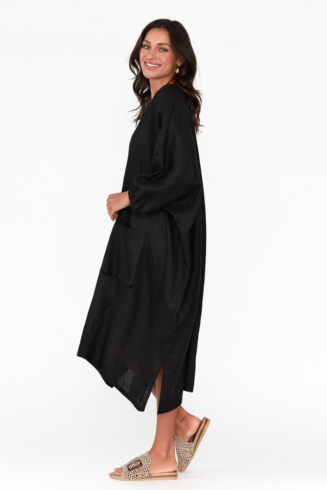 Bradshaw Black Linen Pocket Dress