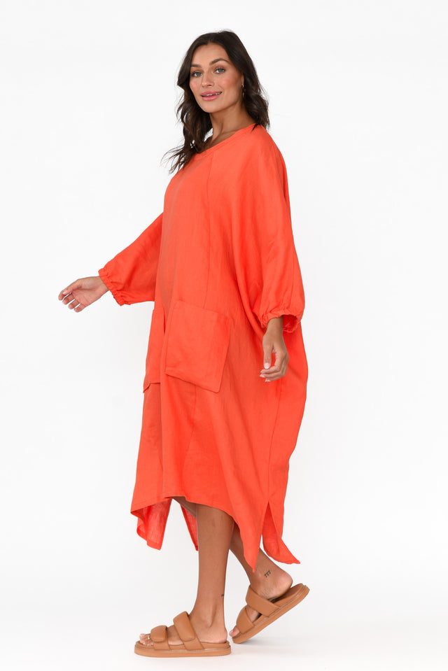 Bradshaw Orange Linen Pocket Dress image 4