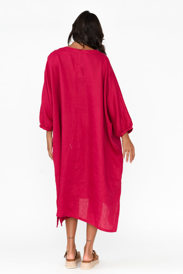 Bradshaw Red Linen Pocket Dress image 4