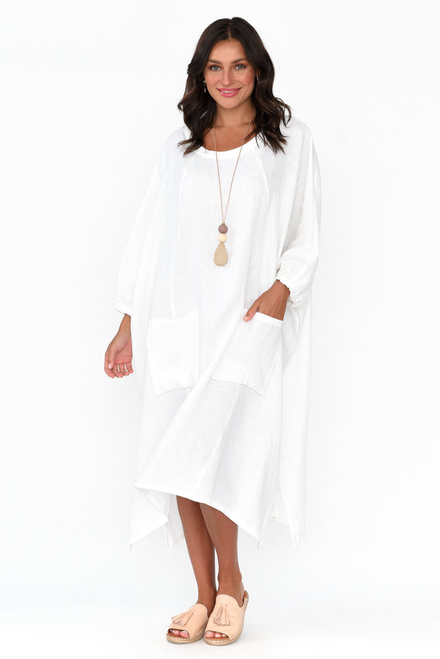 Bradshaw White Linen Pocket Dress