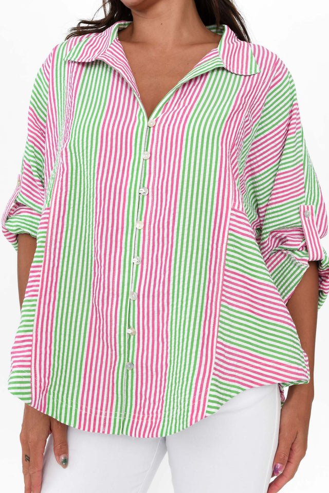 Brant Green Stripe Seersucker Shirt