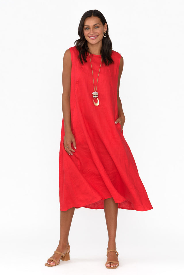 Brielle Red Linen Dress