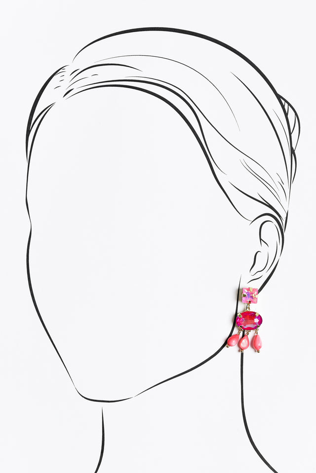 Brigita Pink Crystal Drop Earrings