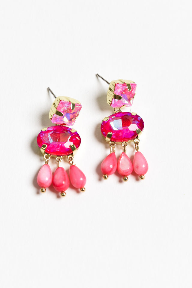 Brigita Pink Crystal Drop Earrings