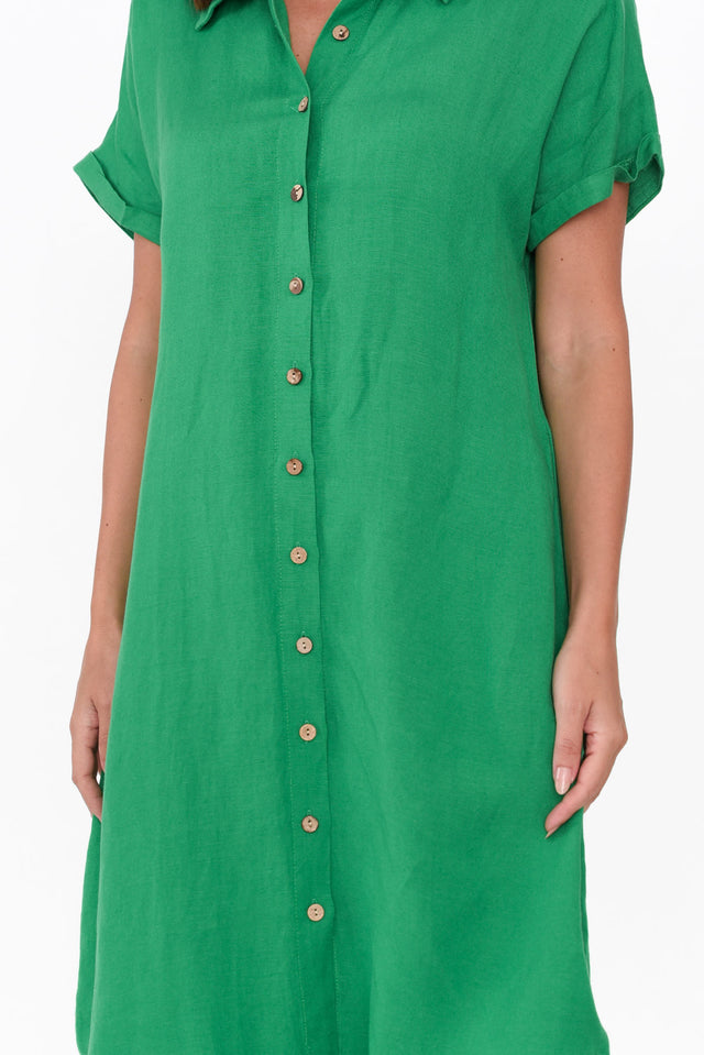 Briony Green Linen Cotton Shirt Dress image 7