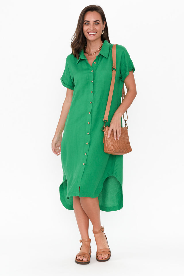 Briony Green Linen Cotton Shirt Dress banner image