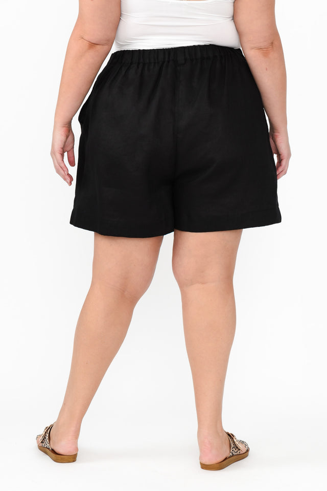 Britannia Black Linen Shorts