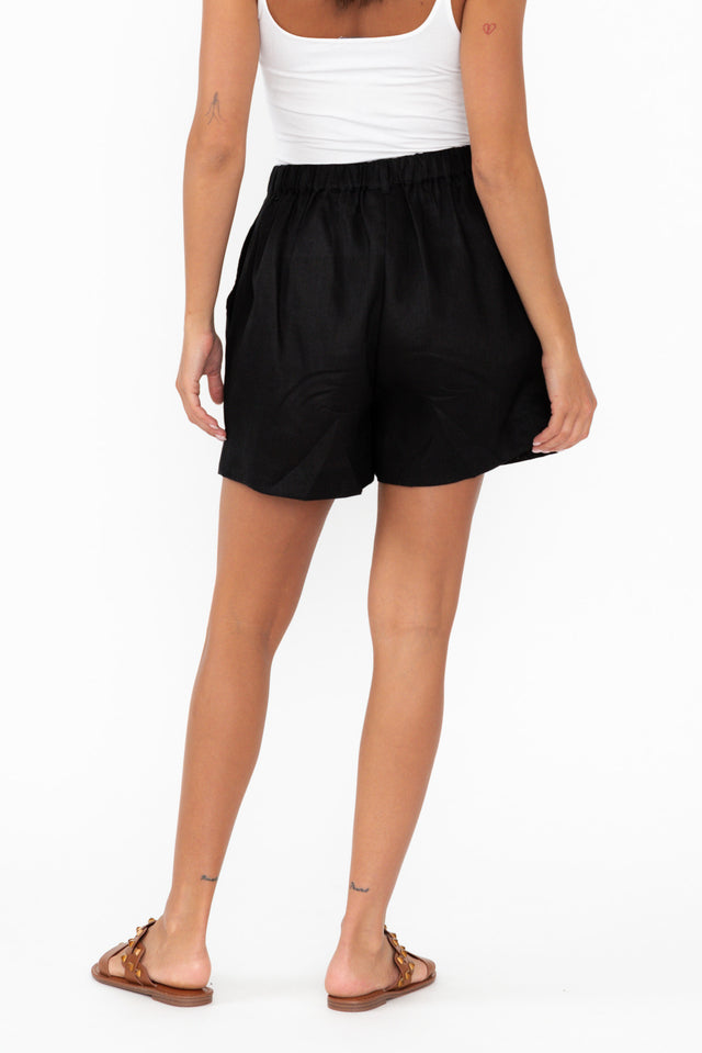 Britannia Black Linen Shorts