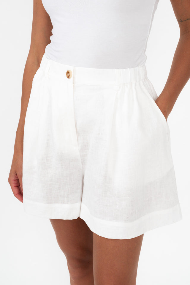 Britannia White Linen Shorts