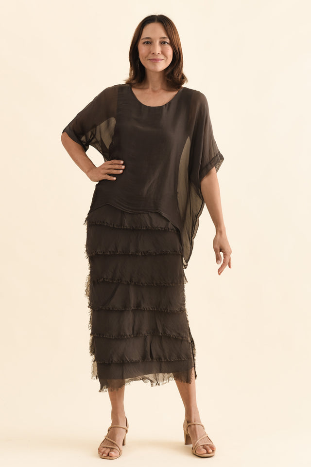 Britt Chocolate Silk Layer Dress banner image