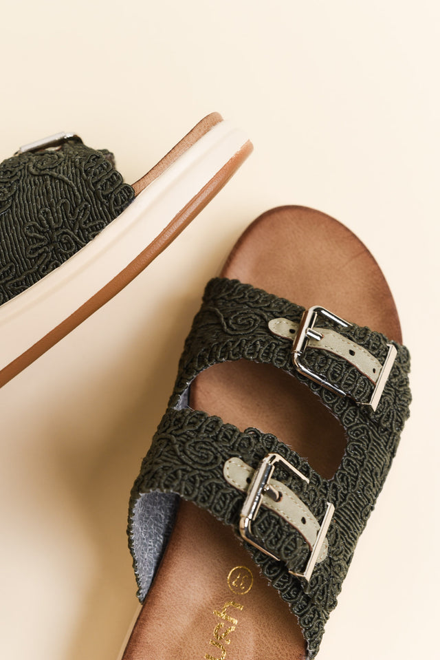 Brizzie Khaki Buckle Platform Slide image 3