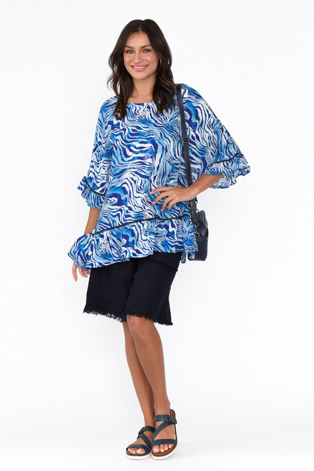 Brodie Blue Animal Frill Top